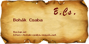 Bohák Csaba névjegykártya